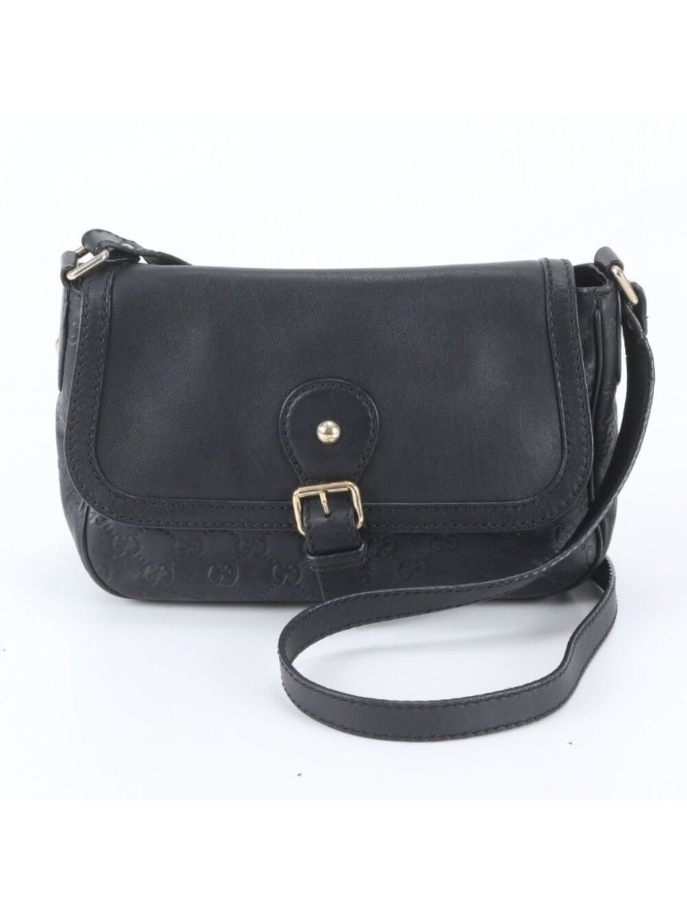 Gucci Guccissima Leather Shoulder Bag Crossbody Black